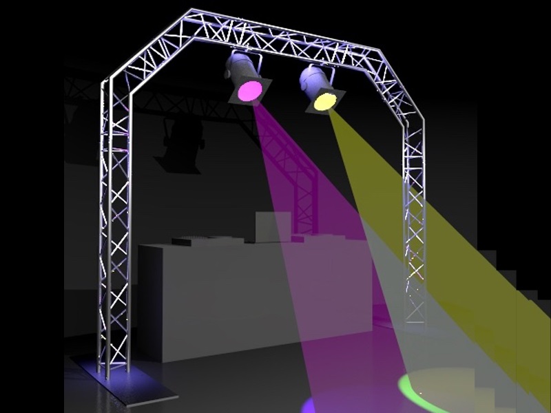 Arco de pórtico de 3M de ancho con portería de armadura de iluminación para DJ
