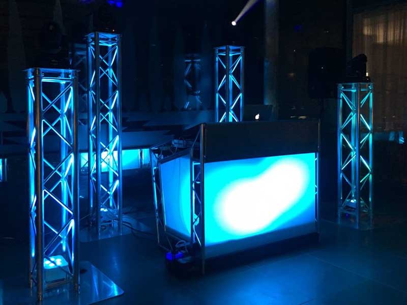 DJ Stage Lights Truss personalizado y decorado con paredes LED